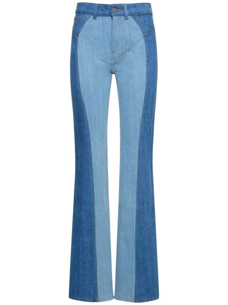 Contrast wide flared denim jeans - Nensi Dojaka - Women | Luisaviaroma | Luisaviaroma