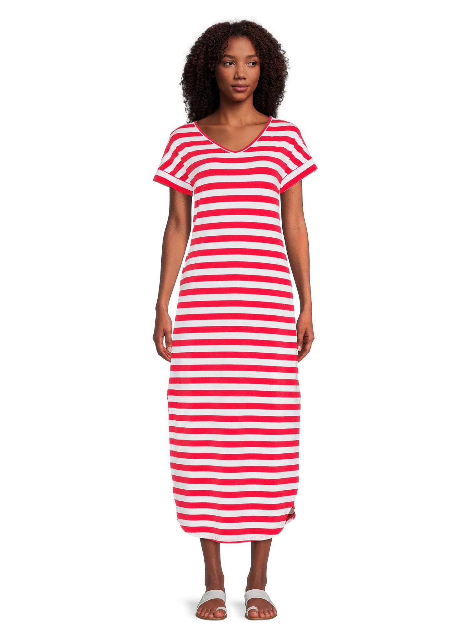 Time and Tru Women's Maxi Dress with Short Sleeves, Sizes XS -XXXL - Walmart.com | Walmart (US)