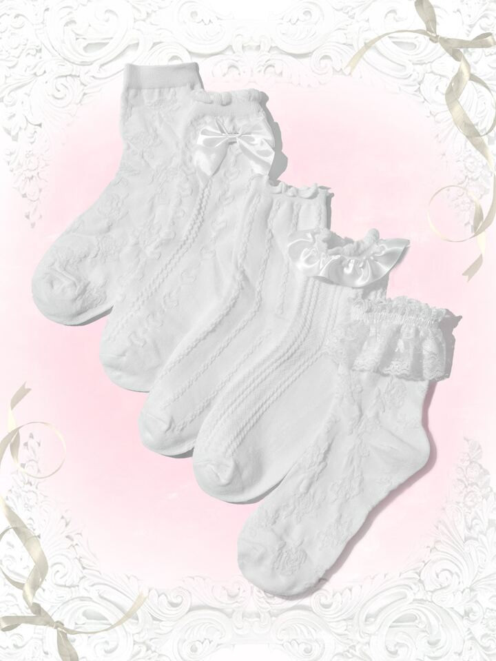 1pair Women Mesh Ruffle Trim Romantic Style Crew Socks100+ sold recentlyGBP£1.25-29%-5% | SHEIN