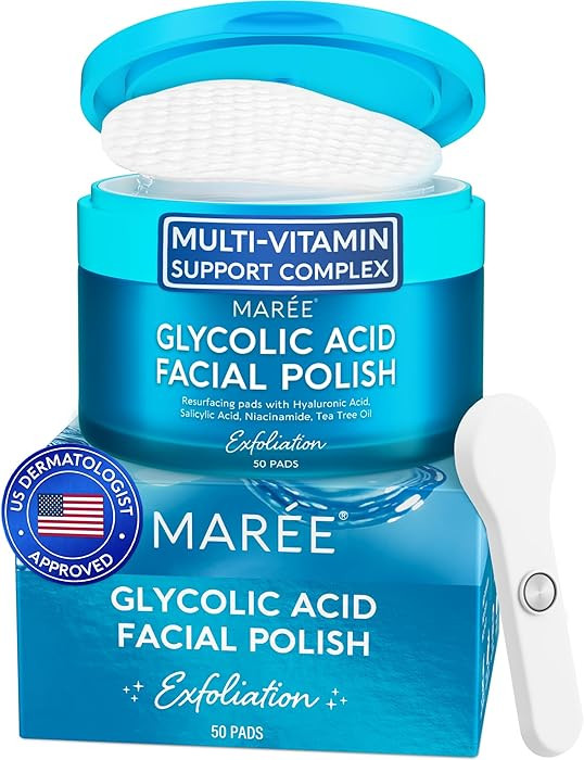 MAREE Glycolic Acid Pads - Toner Pads for Face Cleansing - Exfoliating Pad with Tea Tree Oil, Sal... | Amazon (US)