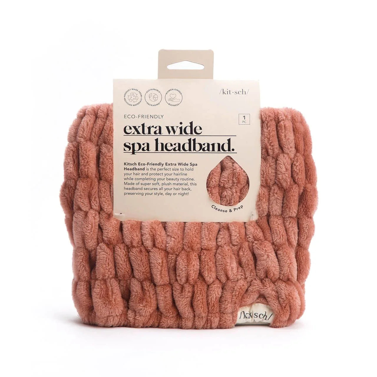 Kitsch Extra Wide Spa Headband for Makeup and Beauty Skin Care - Head Wrap Band (Dusty Rose) | Walmart (US)