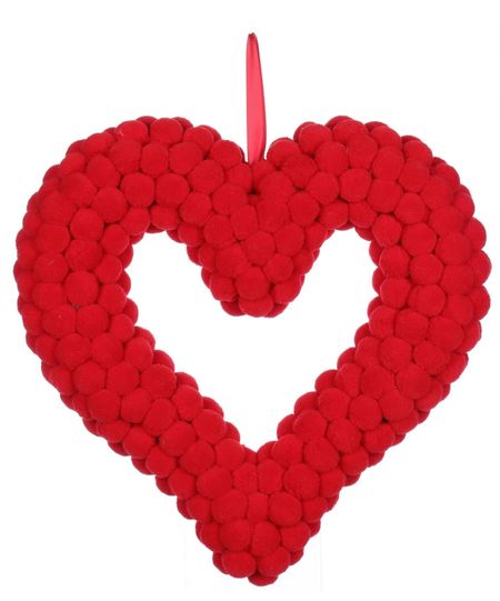 Cutest red valentine heart wreath pom pom Walmart find 

#LTKhome #LTKSeasonal #LTKparties