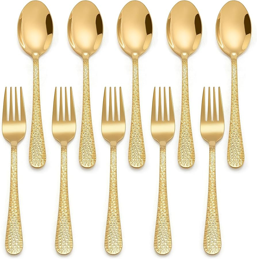 E-far Toddler Forks and Spoons Set, 10-Piece Stainless Steel Toddler Utensils Kids Safe Silverwar... | Amazon (US)