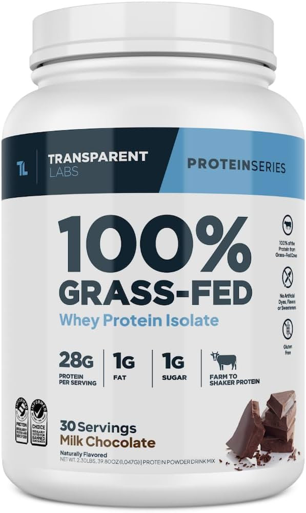 Transparent Labs Grass-Fed Whey Protein Isolate - Natural Flavor, Gluten Free Whey Protein Powder... | Amazon (US)