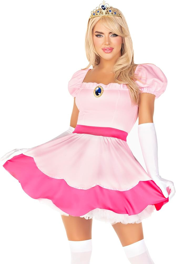 Leg Avenue womens 3 Pc Pink Princess Costume With Jeweled Dress, Crown, Gloves | Amazon (US)