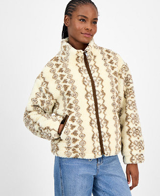 Women's Printed Faux-Sherpa Jacket, Macy's Exclusive | Macy's