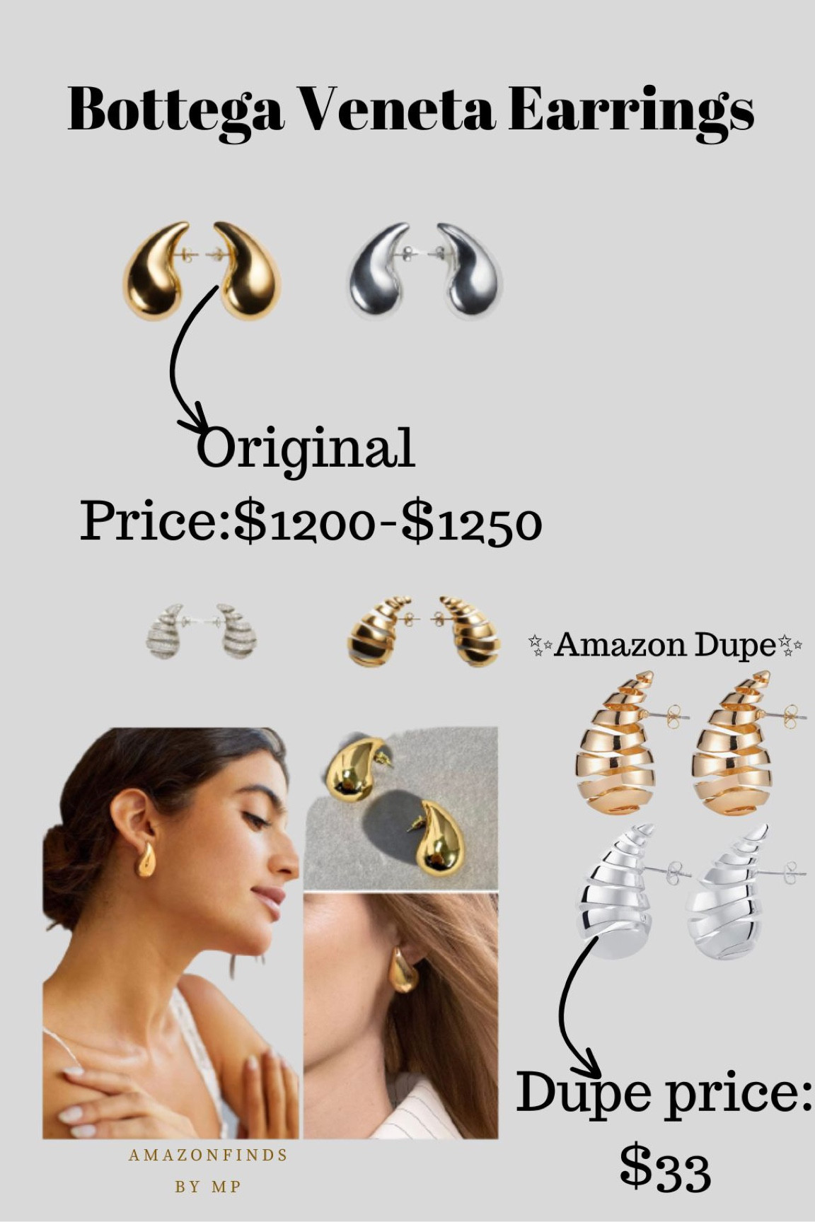 Shop the look!
Amazon Dupes for the girlies on a budget! Bottega Veneta Drop earrings are a whole mood 

#LTKFind #LTKstyletip #LTKfit
