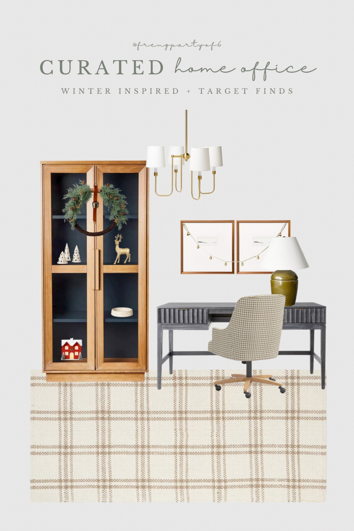 Curated home office, all from Target! Loving this wood cabinet, paired with a few Christmas decor items. All still in stock! And how cute is thing gingham desk chair?

#LTKhome #LTKfindsunder50 #LTKstyletip