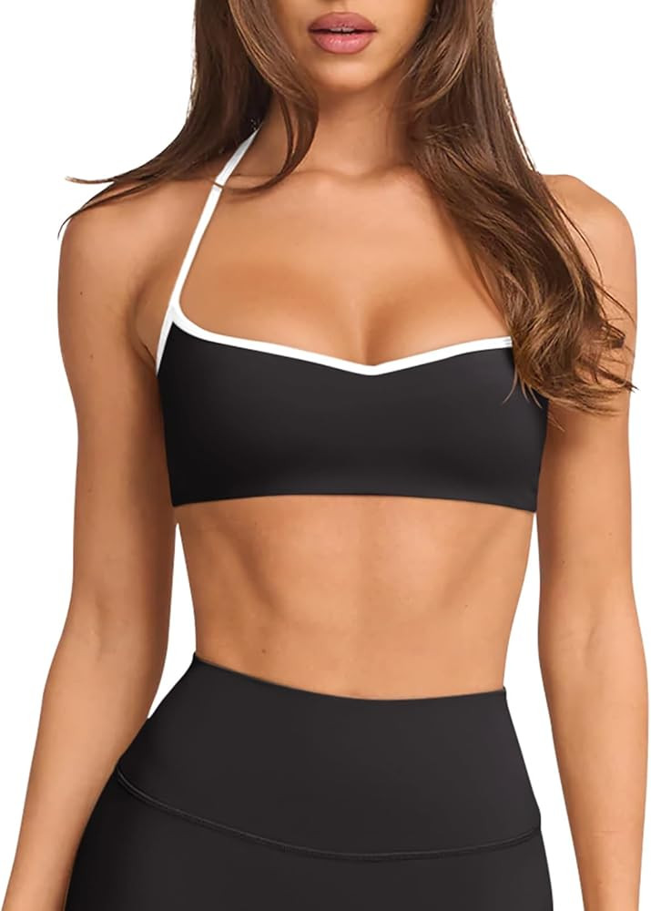 LASLULU Womens Adjustable Spaghetti Straps Sports Bra Sweetheart Neck Wireless Padded Workout Yog... | Amazon (US)