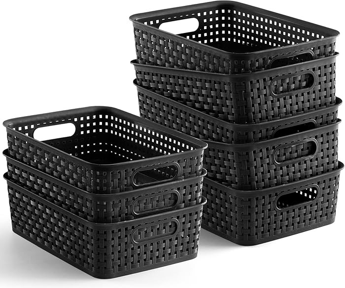 [ 8 Pack ] Plastic Storage Baskets, Small Pantry Organization and Storage Bins, Household Organiz... | Amazon (US)