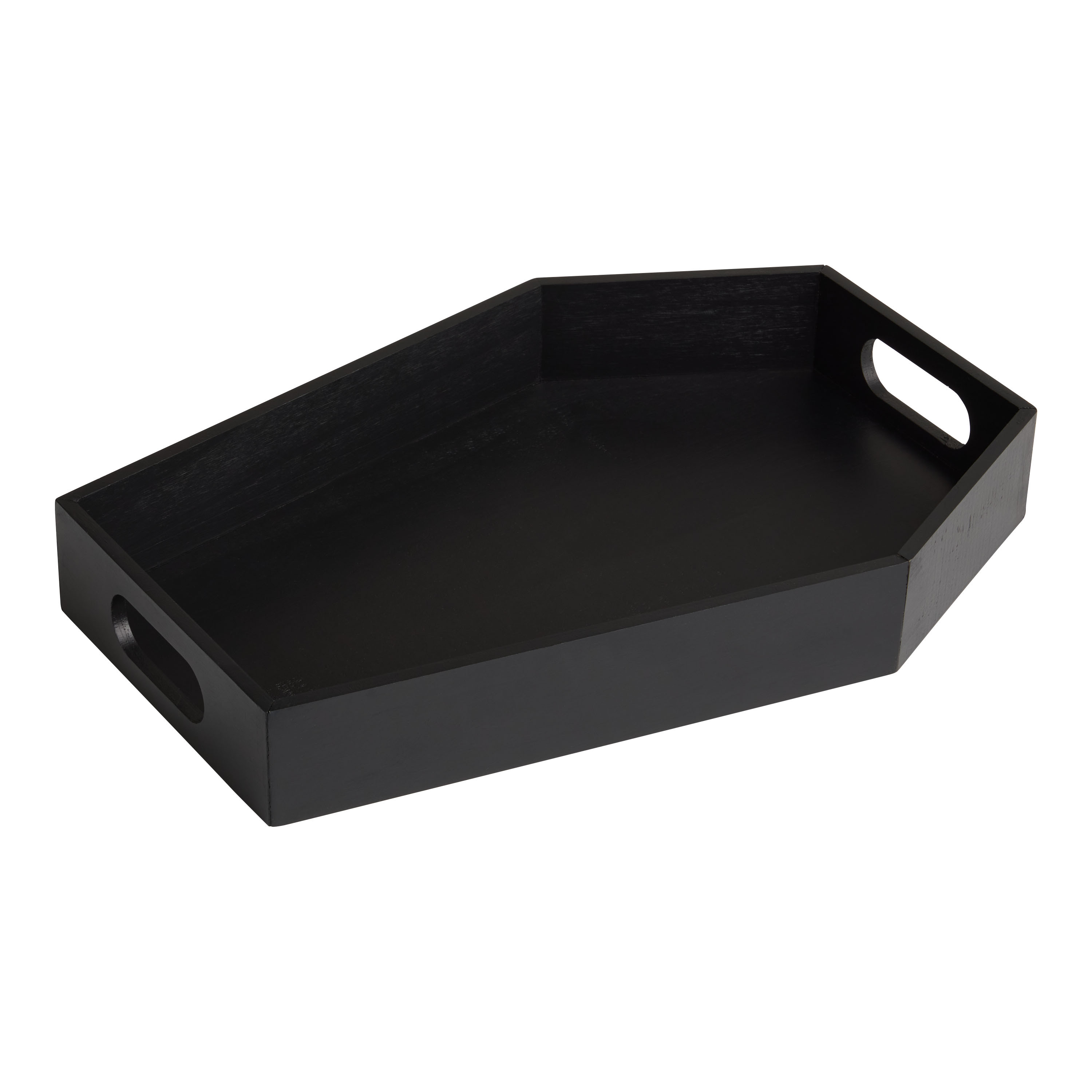 Black Pine Wood Casket Shaped Halloween Serving Tray | World Market