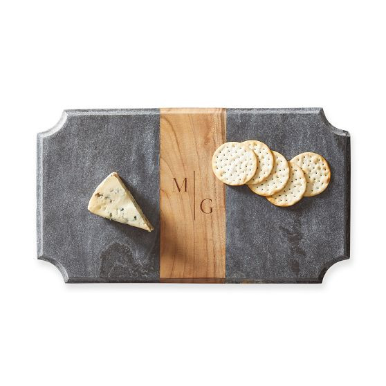 Wood and Marble Beveled Cheese Board | Mark and Graham