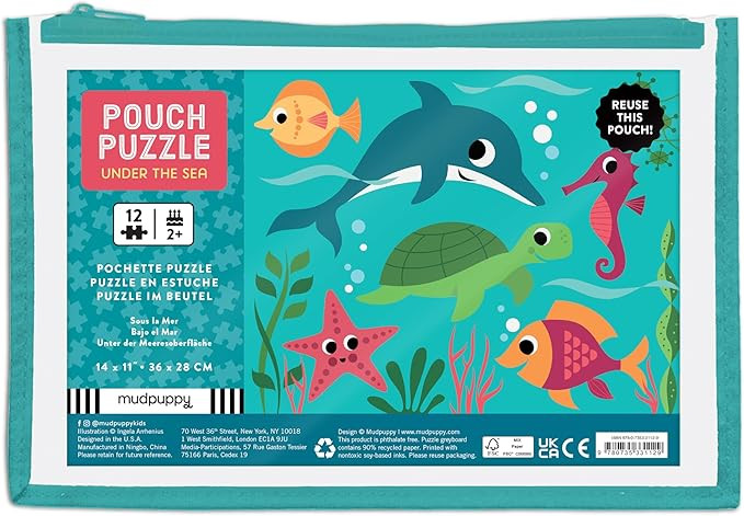Mudpuppy Under the Sea – 12 Piece Puzzle with Reusable Zipper Pouch Featuring Colorful and Fun ... | Amazon (US)