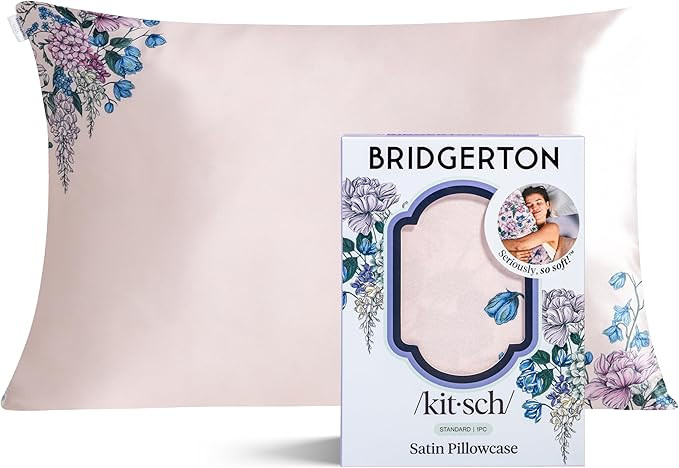 Bridgerton x Kitsch Satin Pillowcase with Zipper for Hair & Skin - Softer Than Silk Pillow Cases,... | Amazon (US)