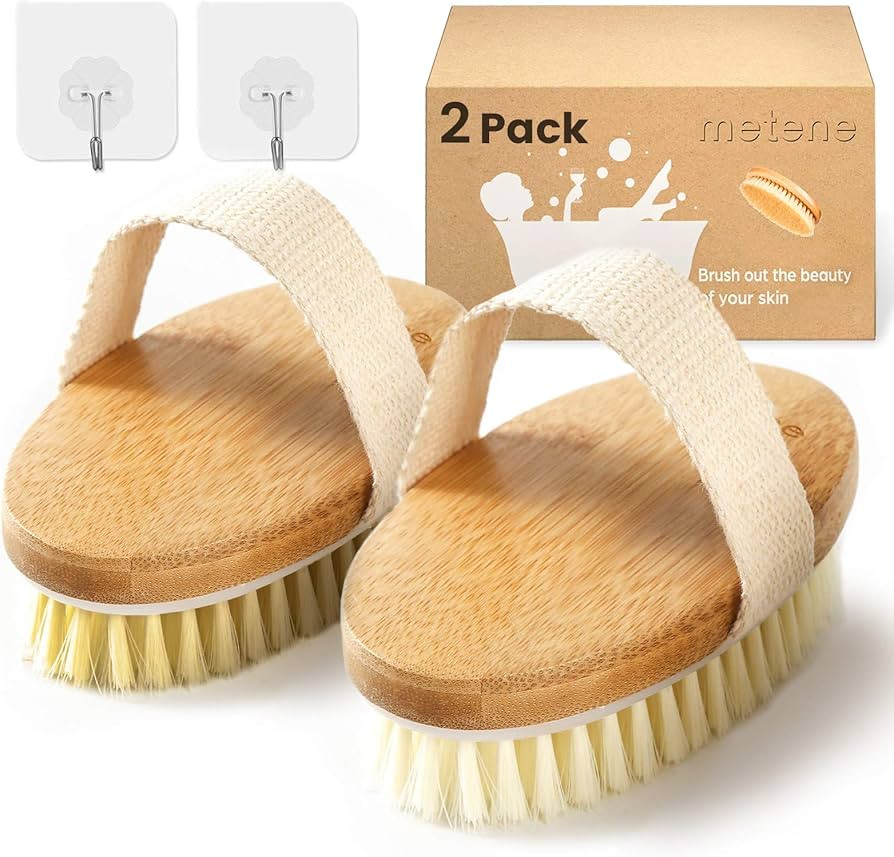 Metene Dry Brush, 2 Pack Dry Brushing Body Brush with Soft and Stiff Natural Bristles, Body Exfol... | Amazon (US)