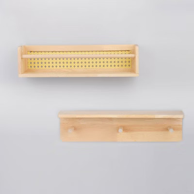 2ct Wood Shelf with Hooks/Wood Bookshelf - Bullseye's Playground™ | Target