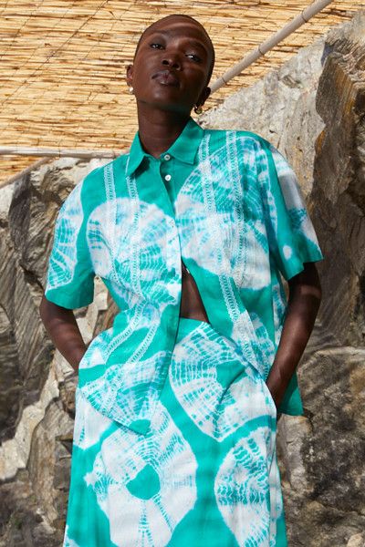 Radial Dye Shirt With Lattice in Emerald | Bohemian Traders