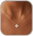 Clover Necklace for Women,Dainty 14K Gold Plated CZ Pendant Necklace Non Tarnish Gold Necklaces f... | Amazon (US)