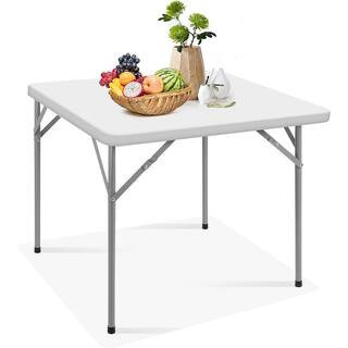 34 in. x 2.8 ft. Square Folding Card Table Portable Patio Plastic Tables with Collapsible Legs | The Home Depot