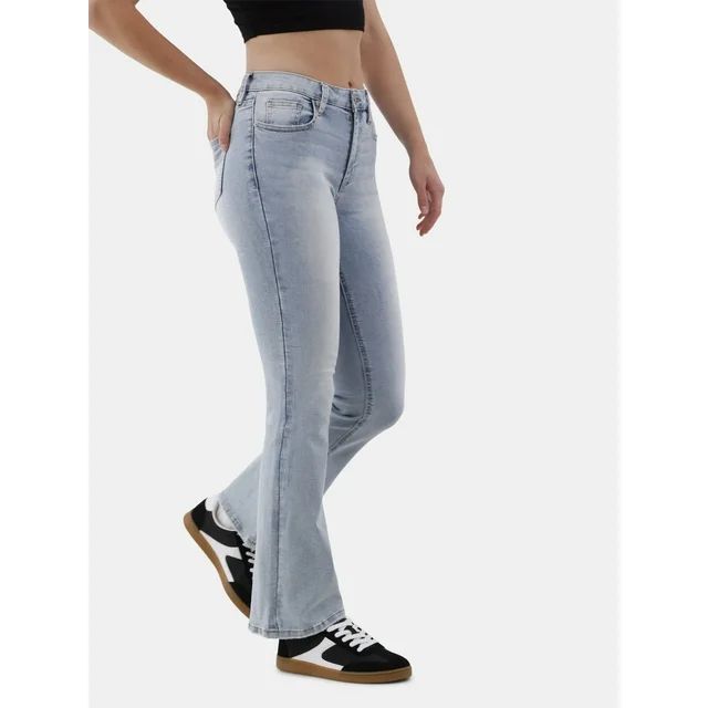 No Boundaries Mid Rise Flare Jeans, 32” Inseam, Women’s | Walmart (US)