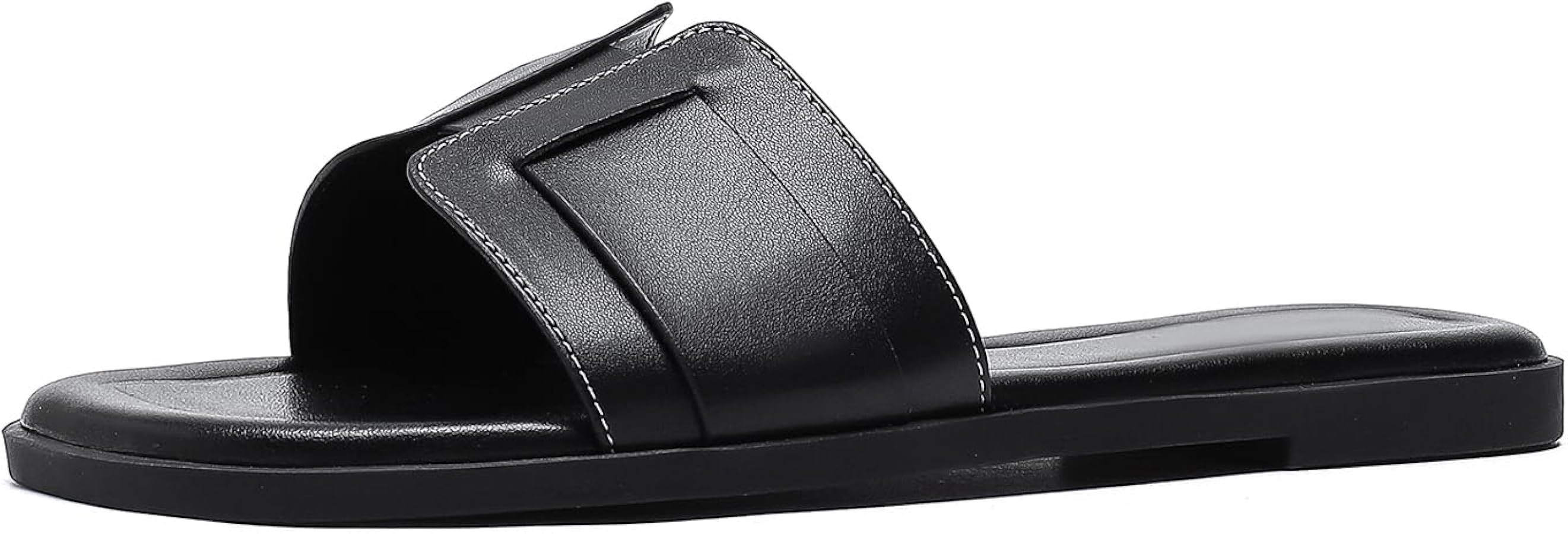 Stratuxx Kaze Womens Flat Sandals Flat Slide Sandals Metallic Flats Sandals | Amazon (US)