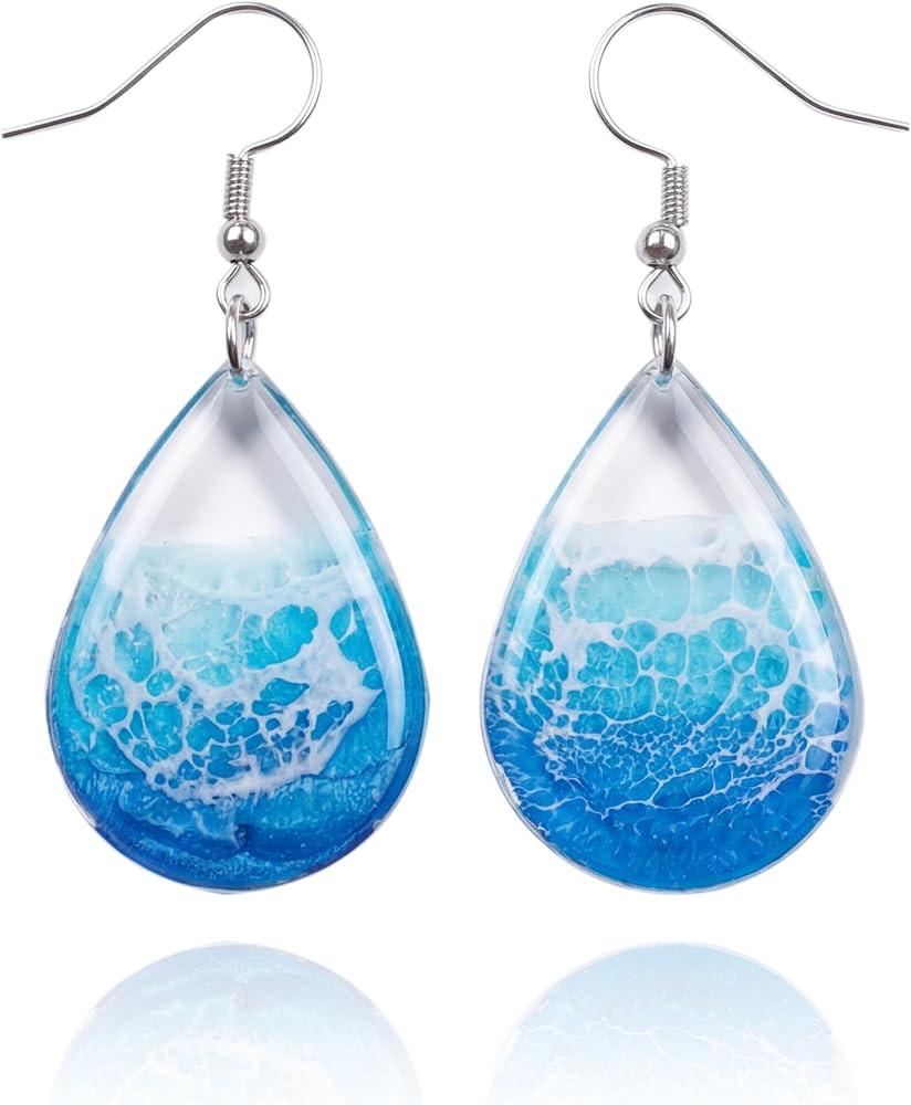 Ocean Wave Drop Resin Earrings Gifts For Her Coastal Jewelry Beach Ocean Boho Unique Gift for Oce... | Amazon (US)