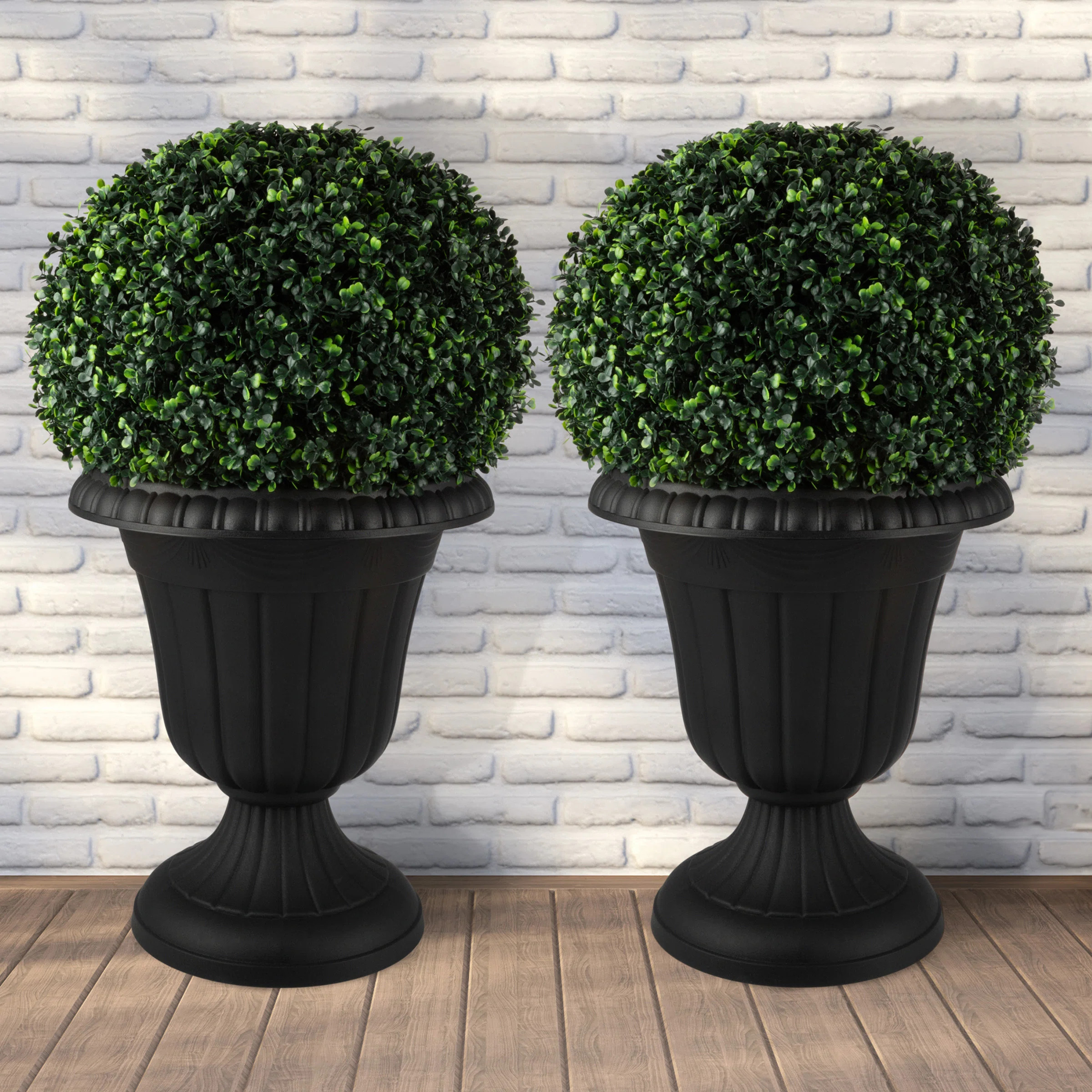 Semirah Outdoor Planter 2-Pack - 16x18-Inch Urn Planters - Plastic Plant Pots for Indoor, Outdoor... | Wayfair North America