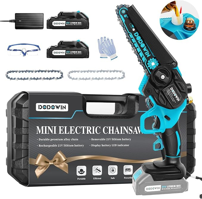 dodowin Mini Chainsaw Cordless 6 inch, Handheld Electric Chainsaw Battery Powered for Wood Cuttin... | Amazon (US)