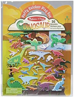 Melissa & Doug Dinosaur Puffy Sticker Play Set Travel Toy with Double-Sided Background, 36 Reusab... | Amazon (US)