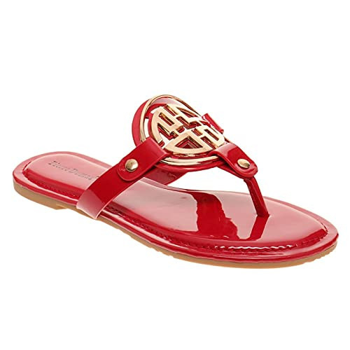 Pierre Dumas Women's Colored Flat Sandals Model Limit-24 8 Bright Red | Amazon (US)