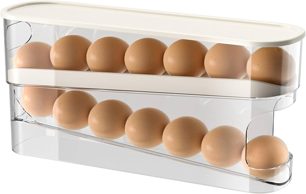 Auto Rolling Refrigerator Egg Carton,Large Capacity Egg Holder Tray for Refrigerator,Home Essenti... | Amazon (US)