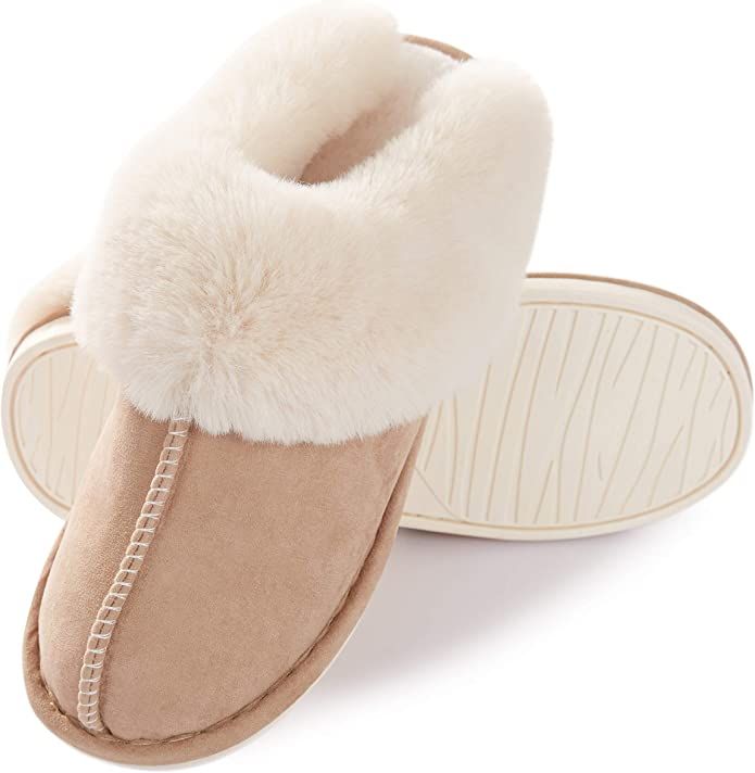 Womens Slipper Memory Foam Fluffy Soft Warm Slip On House Slippers,Anti-Skid Cozy Plush for Indoo... | Amazon (US)