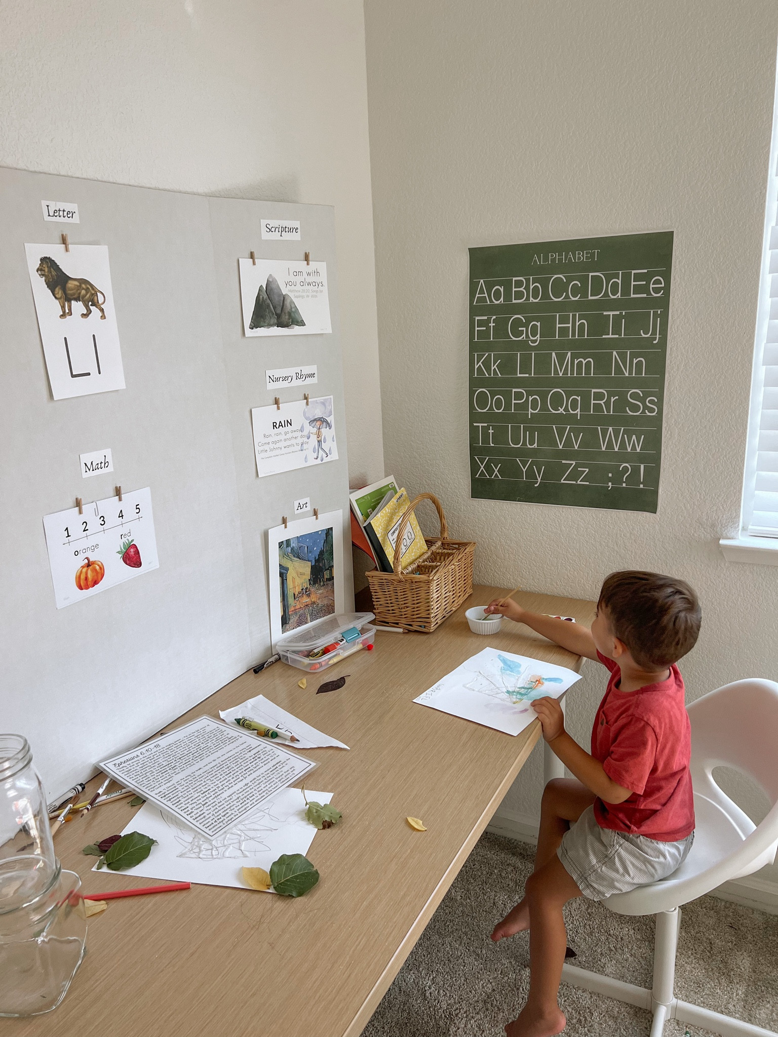 so much fun happens in this corner of the house!! we used gentle + classical press for his first year and found the cutest abc + number posters to complete the space! #homeschool #playroom 

#LTKHome #LTKKids #LTKFamily