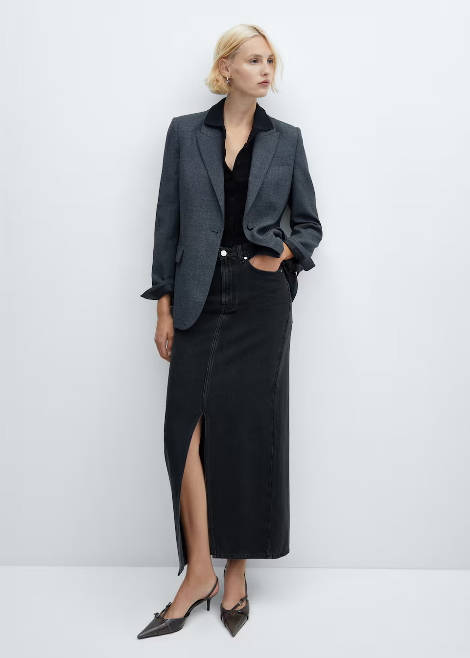 Slit denim skirt -  Women | Mango USA | MANGO (US)