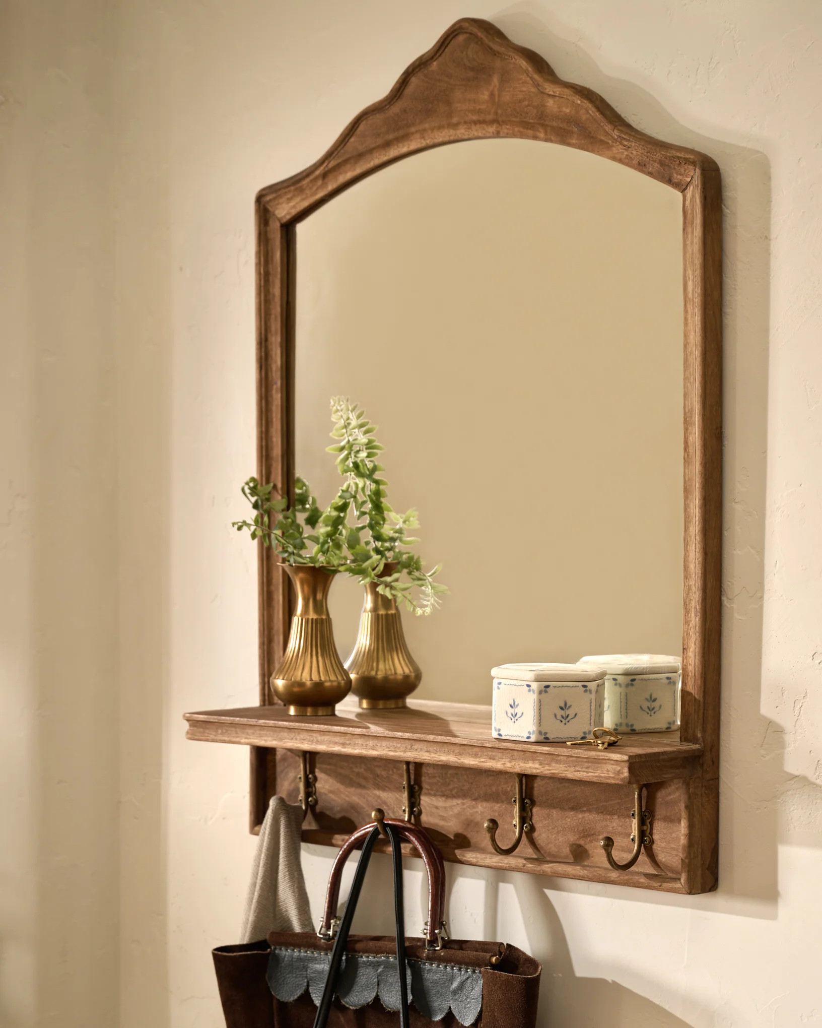 James Mirror with Hooks and Shelf | Magnolia