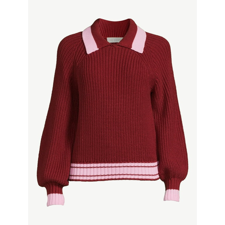 Free Assembly Women’s Polo Sweater with Long Raglan Sleeves - Walmart.com | Walmart (US)