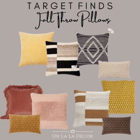 Target Pillow Finds

Target. Target Decor. Fall. Fall Pillows. Cozy Decor. Textured Pillows. Fall Colors. Throw Pillows. Accent Pillows. Living Room. Family Room. Home Decor. Accent Decor. Black and White Pillow. Rust Pillow. Tan Pillow. Gold Pillow. 

#LTKhome #LTKSeasonal #LTKunder50