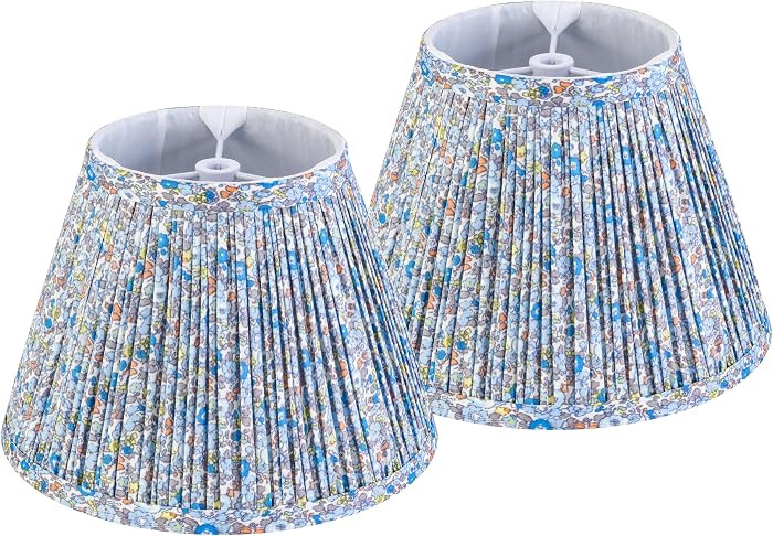 Small Pleated Lamp Shades Set of 2,5"\u00d79"\u00d76.4" Bell Shade Boho Floral | Amazon (US)
