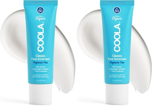 COOLA Organic Face Sunscreen SPF 50 Sunblock Lotion, Dermatologist Tested Skin Care for Daily Protection, Vegan and Gluten Free, Fragrance Free, 1.7 Fl Oz. (Pack of 2) | Amazon (US)