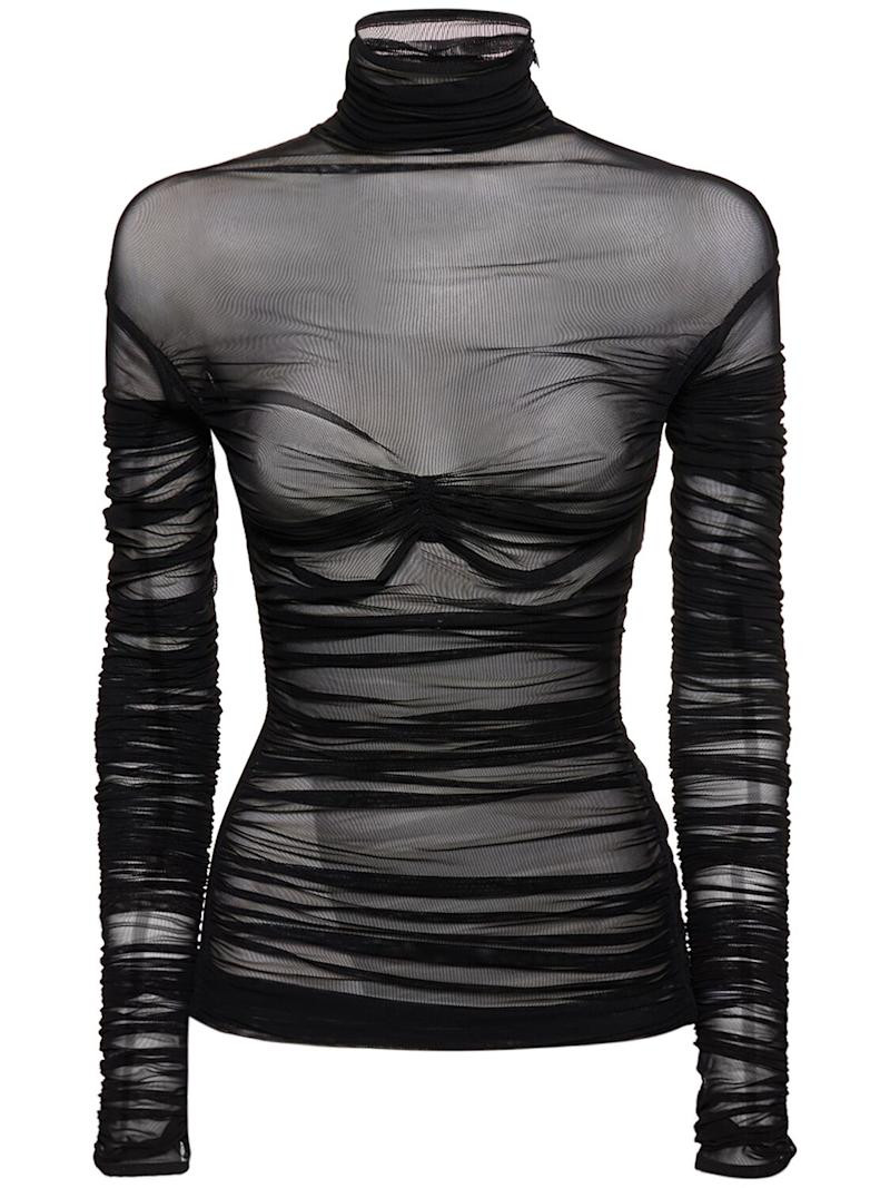 Mesh long sleeve turtleneck - MUGLER - Women | Luisaviaroma | Luisaviaroma