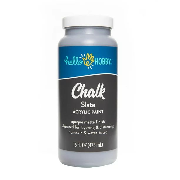 Hello Hobby Chalk Acrylic Paint, Ultra Matte,Slate, 16 fl oz #40536 - Walmart.com | Walmart (US)