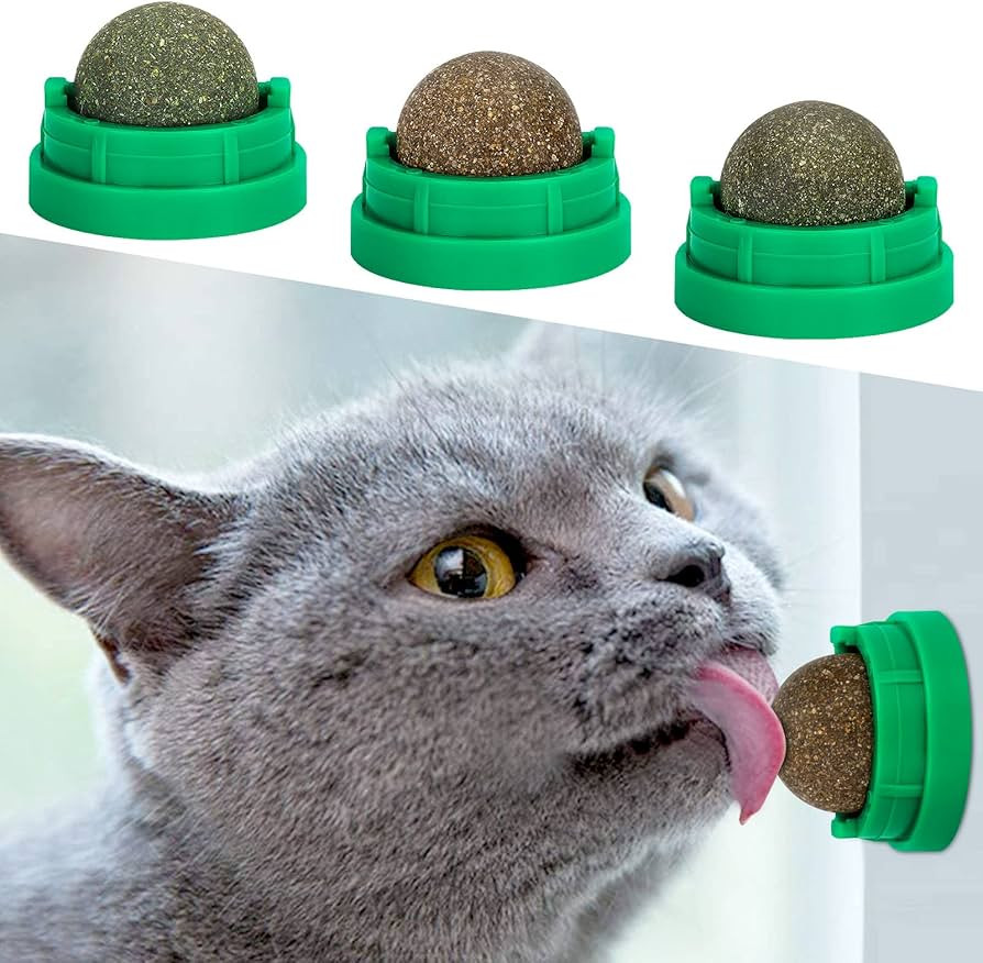 OHALEEP Catnip Ball for Cats Wall, 3 Pack Catnip Toys, Edible Kitty Toys for Cats Lick, Safe Heal... | Amazon (US)