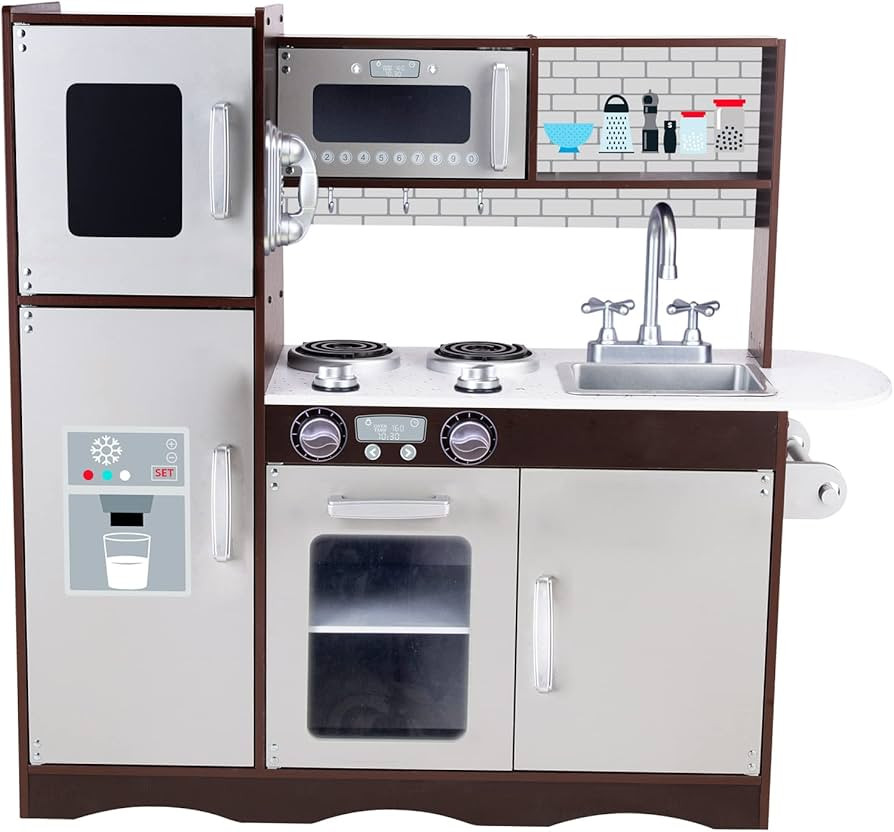 Kitchen Playset for Kids Ages 3-8, Wooden Pretend Play Kitchen with Realistic Sounds, Including T... | Amazon (US)