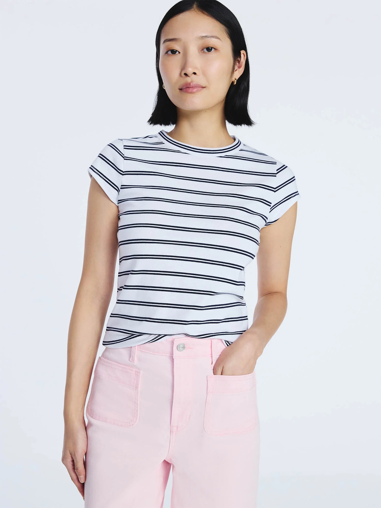 Free Assembly Women's and Women's Plus Cap Sleeve Tee, Sizes XS-4X | Walmart (US)