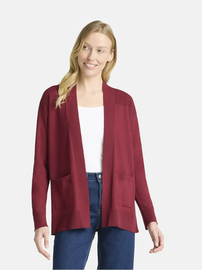 Time and Tru Women's Open Front Cardigan Sweater, Lightweight, Sizes XS-XXXL | Walmart (US)