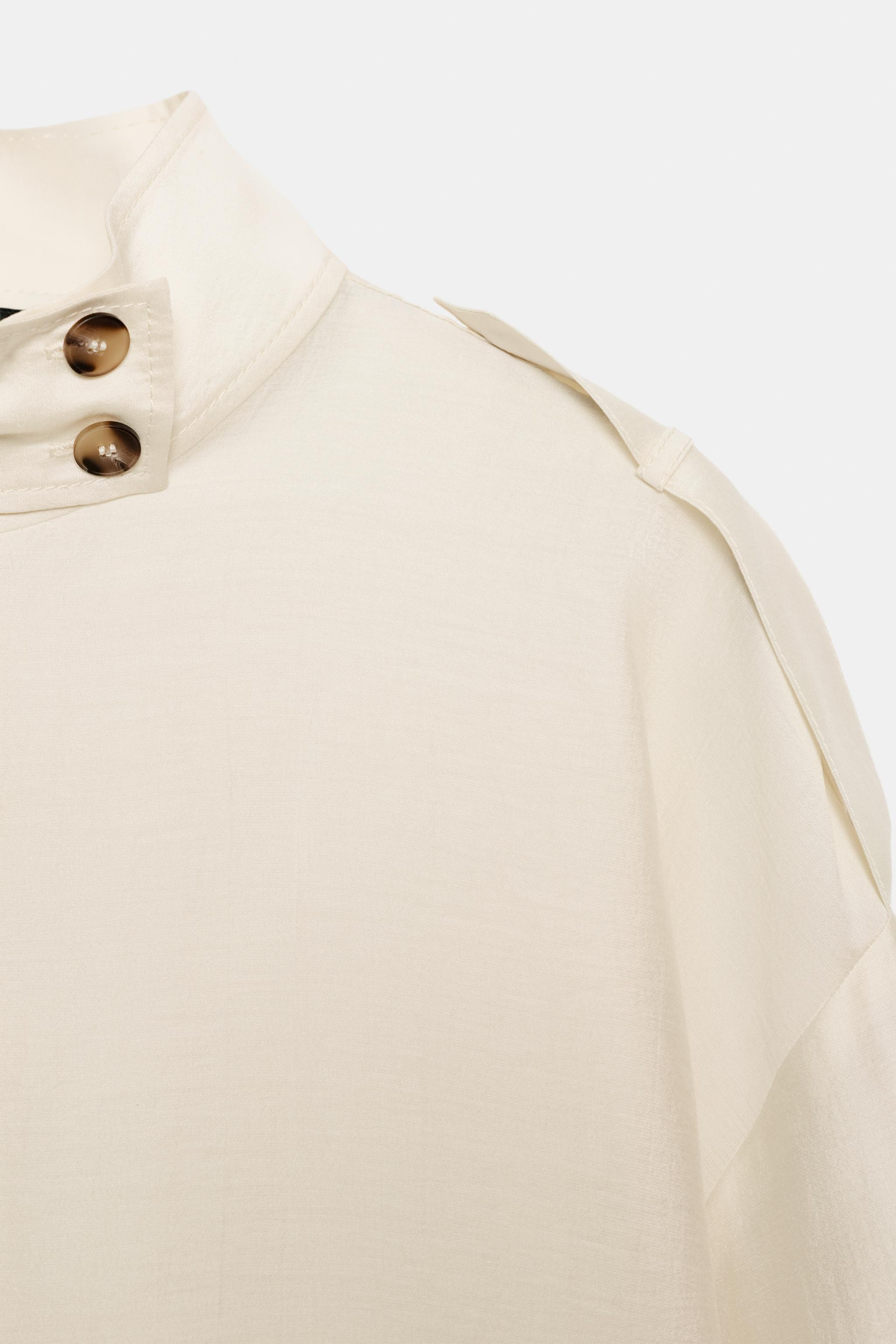 FLOWY HIGH COLLAR SHIRT | Zara US