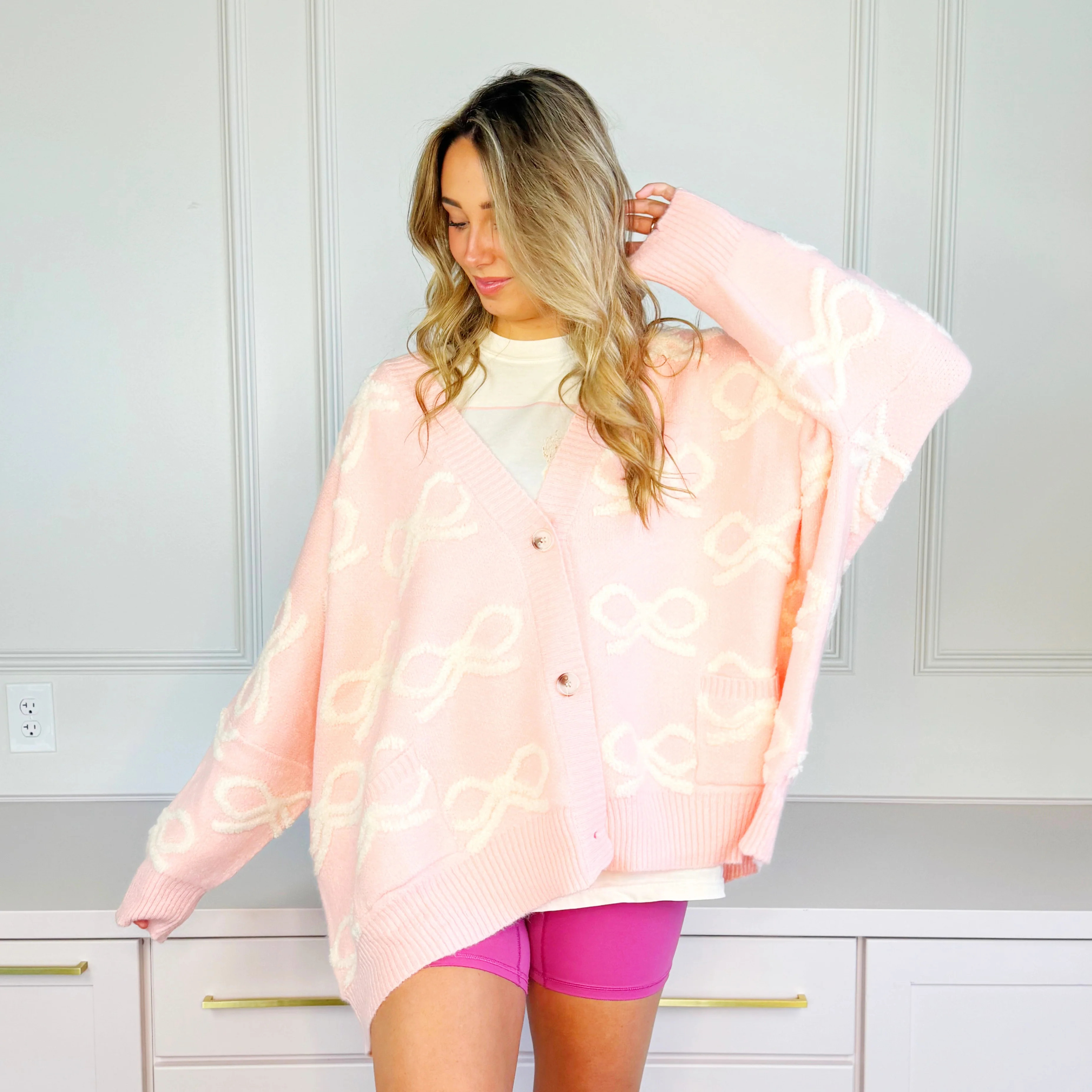 Baby Pink Bows Cardigan | Poppy & Pine