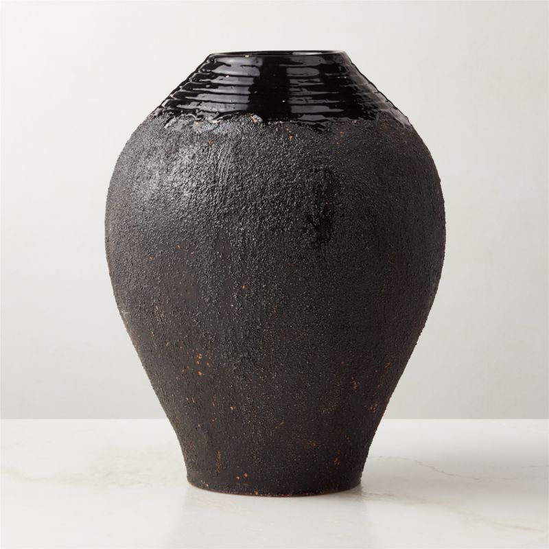 Somova Black Terracotta Vase + Reviews | CB2 | CB2