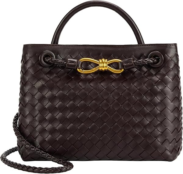 Woven Tote Bag for Women Leather Shoulder Handbag Designer Top Handle Purses | Amazon (US)
