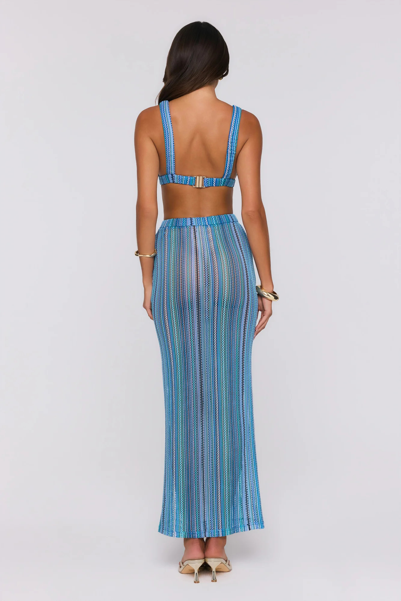 Ocean Bloomette Knit Crop Top Blue | Hello Molly (US)